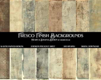 FRESCO FINISH HINTERGRUND / digitale Downloads / 16 handgemalte Papiere / Journalpapiere