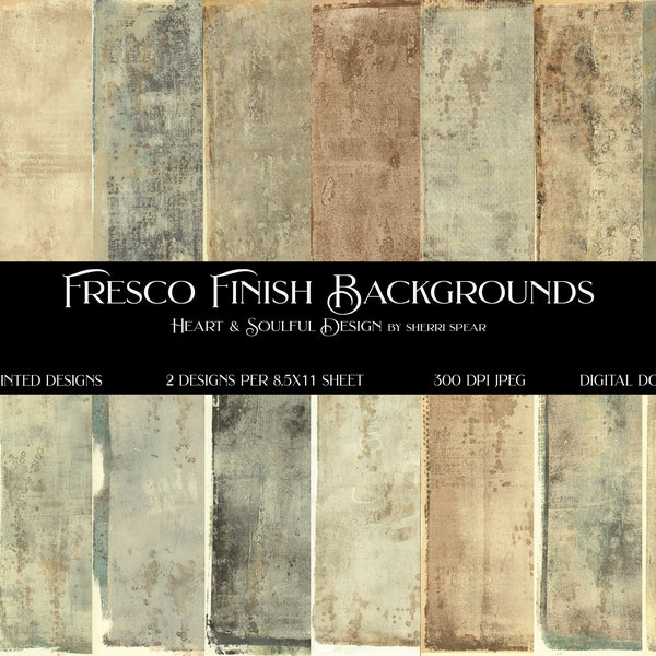 FRESCO FINISH BACKGROUNDS/Digital Downloads/16 Hand Painted Papers/Journal Papers