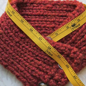 Hand Knitted Buttoned Neck Warmer in Rust Item KNW21604 image 5