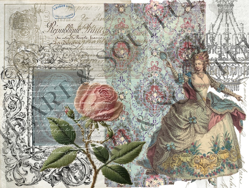 Franska collage-ephemera: Vintage-journalsidor (digital nedladdning) bild 10