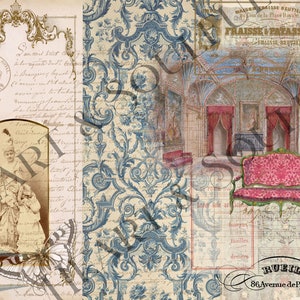 Franska collage-ephemera: Vintage-journalsidor (digital nedladdning) bild 8