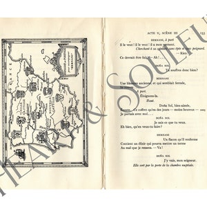 K&ouml;nnte beinhalten: Eine Schwarzwei&szlig;illustration einer Karte von Spanien, die die verschiedenen Regionen und St&auml;dte zeigt. Die Karte ist von einem schwarzen Rahmen umgeben und enth&auml;lt den Text "Espagne et Portugal" und "Hernani".