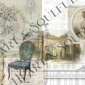 Franska collage-ephemera: Vintage-journalsidor (digital nedladdning) bild 7