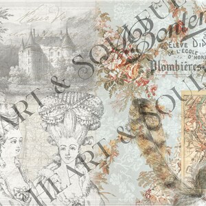 Franska collage-ephemera: Vintage-journalsidor (digital nedladdning) bild 3