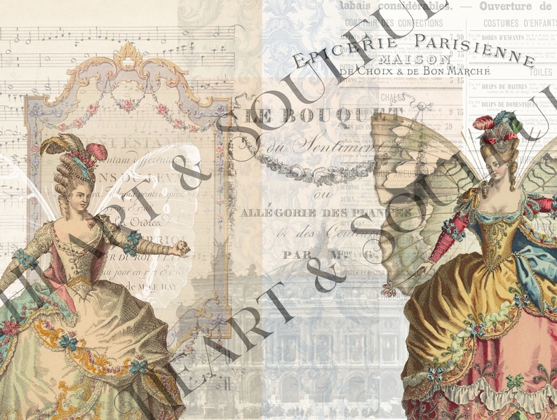 Franska collage-ephemera: Vintage-journalsidor (digital nedladdning) bild 2