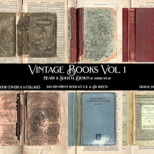 UITSTEKENDE BOEKEN VOL. 1/Digitale downloads 8.5X11 & A4/Boekomslagen/Decoratieve collagepapieren/Tijdschriftpapieren