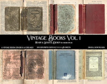 VINTAGE BOOKS VOL. 1/Digital Downloads 8.5X11 & A4/Book Covers/Decorative Collage Papers/Journal Papers