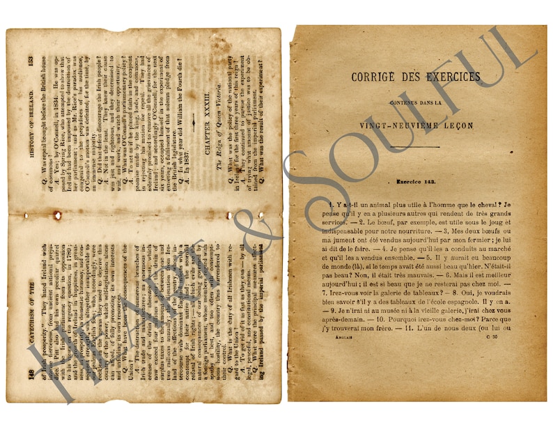 K&ouml;nnte beinhalten: Eine Seite aus einem alten Buch mit Text &uuml;ber die Geschichte Irlands. Der Text ist in schwarzer Tinte auf einem vergilbten Blatt mit braunem Papierumschlag.