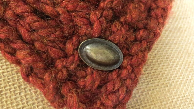 Hand Knitted Buttoned Neck Warmer in Rust Item KNW21604 image 2