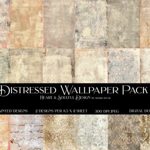 DISTRESSED TAPETENHINTERGRÜNDE / Digitale Downloads / 9 Handgemalte Hintergrundpapiere / Journalpapiere