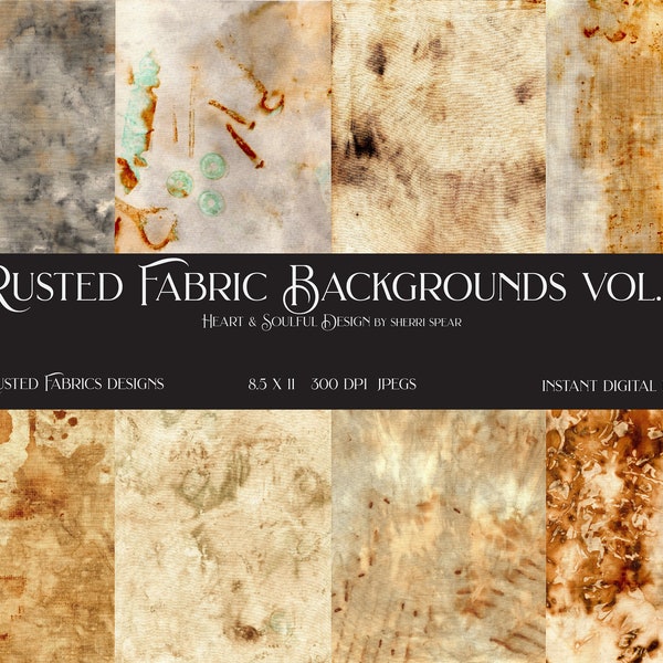 RUSTY FABRIC BACKGROUNDS/Digital Downloads/8 Hand Rusted Background Papers/Journal Papers