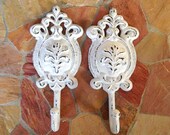 Floral cast iron coat hooks, Historical Decor, Cottage Decor, Historical Hardware, Floral Hardware, White Chippy Decor, Farmhouse Style