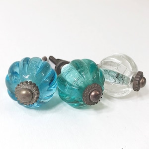 Glass Knob Antique Blue, Antique Drawer Pull, Vintage Drawer Knob, Cabinet Knob, Primitive Knob, Cabinet Hardware, Reproduction Hardware