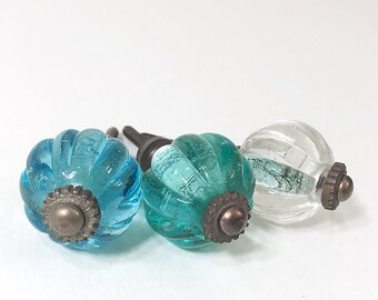 Antique Blue Glass Knob, Antique Drawer Pull, Vintage Style Drawer Knob, Cabinet Knob, Primitive Knob, Cabinet Hardware, Historical Hardware