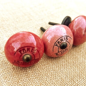 Pink Paris Ceramic Knobs, London Vintage Drawer Pulls, Cabinet Knobs, Paris Decor, Primitive Knob, Cabinet Hardware, Historical Hardware