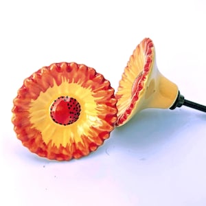 Sunflower Ceramic Knobs, Garden Decor, Cottage Decor, Country Style Decor, Hand Painted Sunflower, Kitchen Knob, Jewelry knobs, Summer Decor