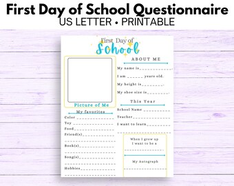 First and Last Day of School Questionnaire - Etsy