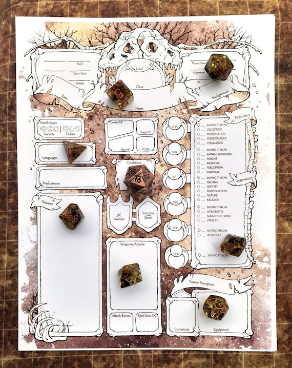 Boneyard Character Sheets D D 5e Etsy