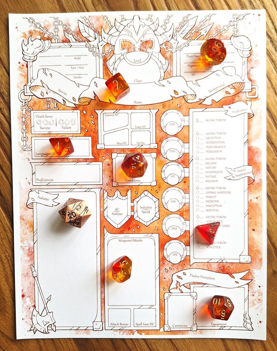 Form-fillable Fireforged Character Sheets - Etsy Canada