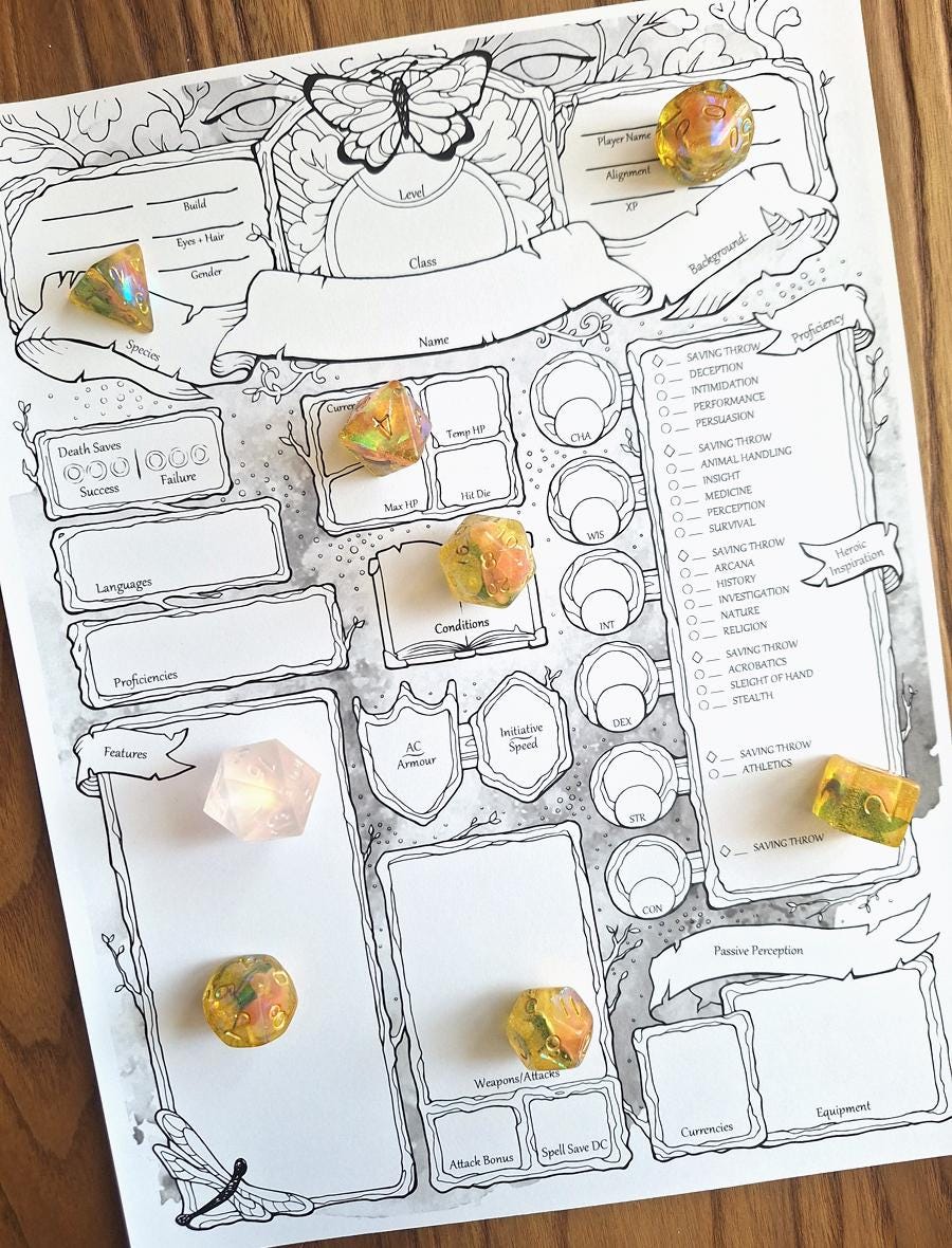 Form-fillable Feywild Character Sheets - Etsy Canada