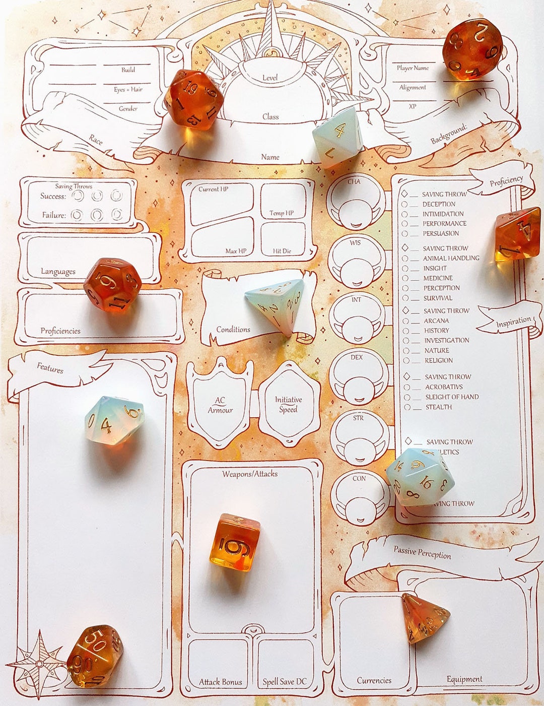 Sunlit Character Sheets - D&amp;D 5e - Etsy