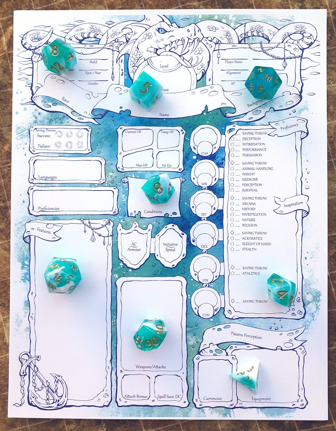 Undertow Character Sheets D D 5e Etsy