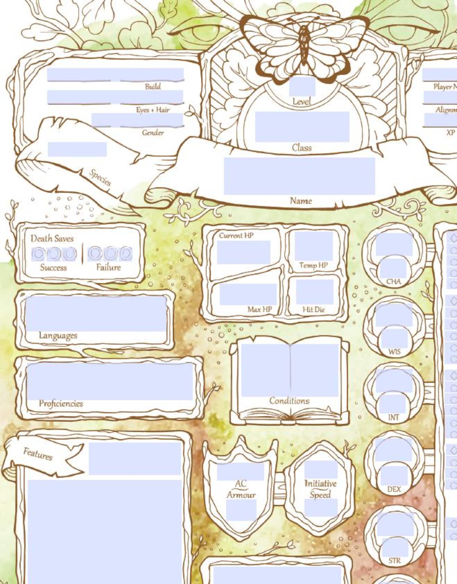 Form-fillable Feywild Character Sheets - Etsy