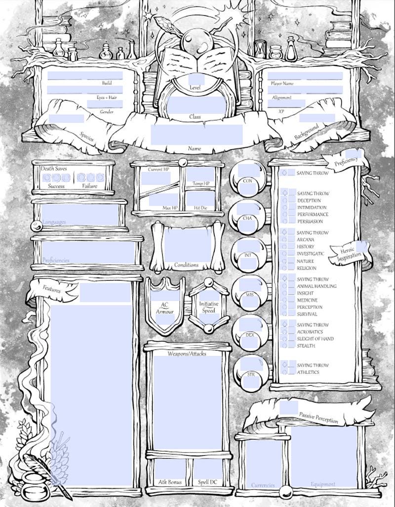 Form-fillable Loremaster Character Sheets - Etsy