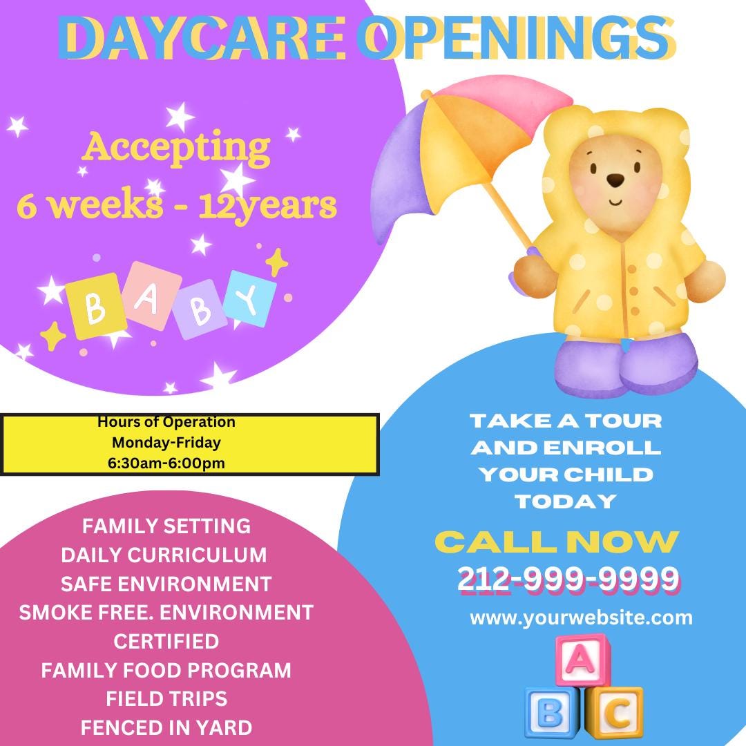 daycare-flyer-editable-etsy for Free Printable Daycare Flyer Templates Daycare Flyer (editable) - Etsy for Free Printable Daycare Flyer Templates