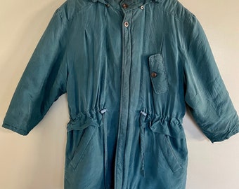 Veste vintage en soie sarcelle / Taille Petite DENNISE PARIS / Soie matelassée légère dans la mode des années 1990