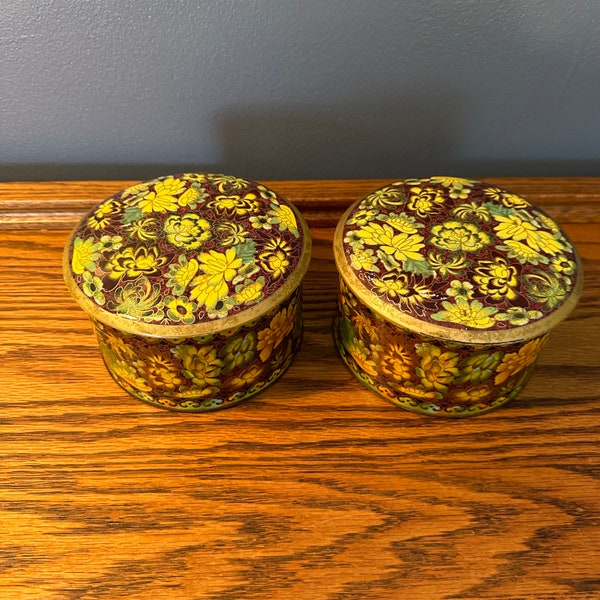 Two Primative Collectible Tins - Made in England -Designed by Daher - Long Island NY