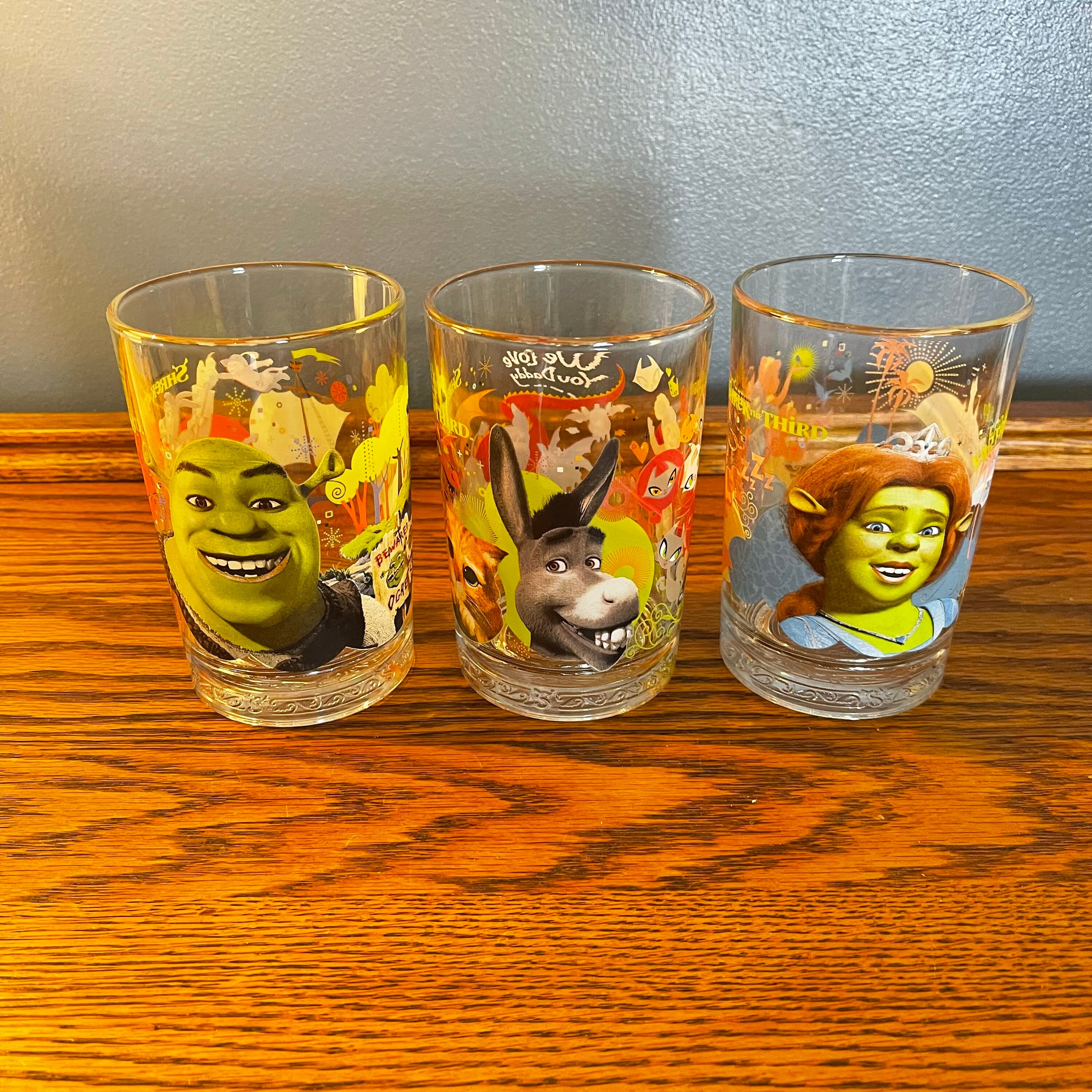 Mcdonalds Shrek Vintage Glass Cups Set of 4 -  Israel