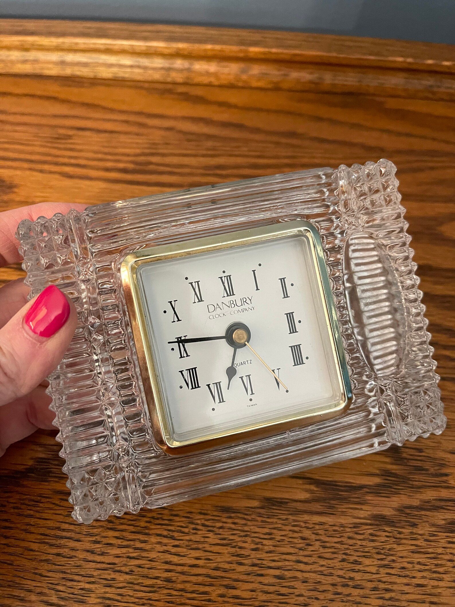 A Crystal Circle Danbury Clock Company Crystal Desk Clock Etsy
