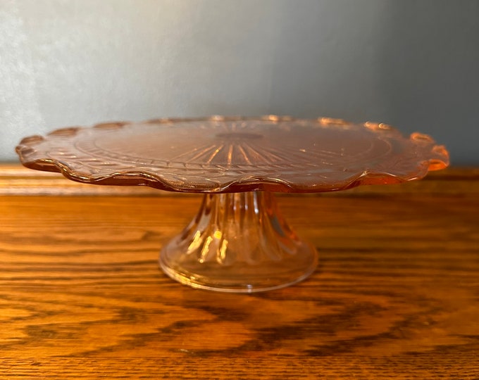 Pink Depression Glass Cake Stand Etsy