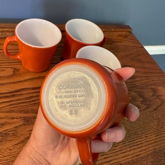 Orange Vintage Pyrex Coffee Mugs - White Interior - Etsy