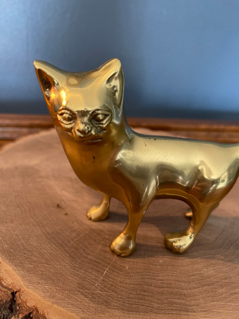 Solid Brass Cat Figurine Small Cat Figurine Etsy