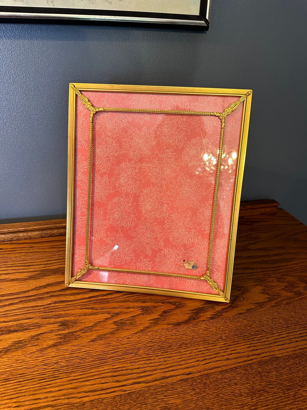 Gold Ornate Metal Mid Century Photo Frame With Glass Cover Etsy