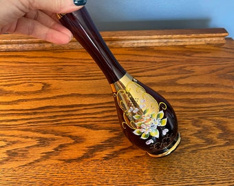 Vcago Japan Gold Ornate Vase - Small Flower Vase - Mid Century - Purple Ornate Vase