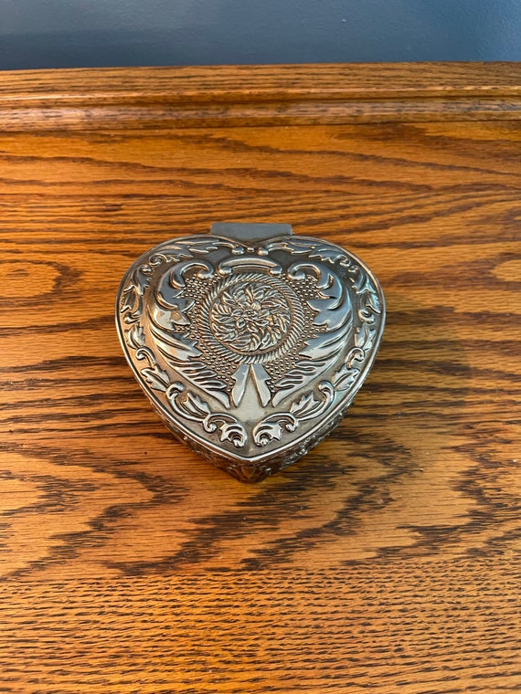 Silver Heart Shaped Trinket Box - Jewelry Box - D… - image 7