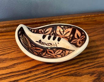 Vintage Hawaii Ashtray - Pohaku Kilns Hand Made in Hawaii - Mid Century Ashtray - Brown and White Ceramic Ashtray