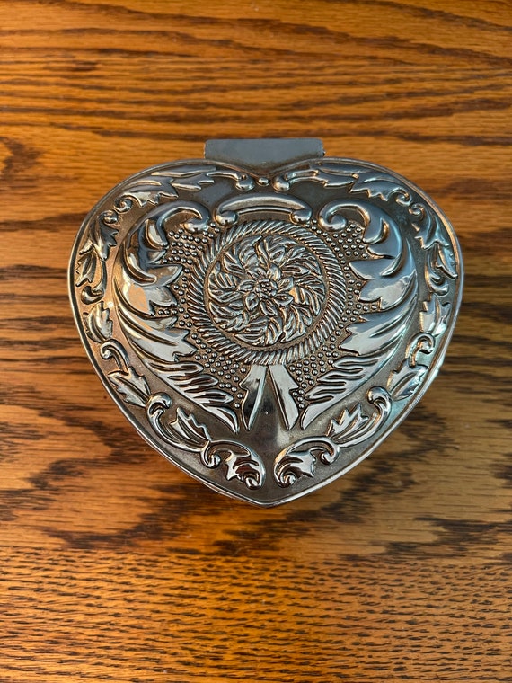 Silver Heart Shaped Trinket Box - Jewelry Box - D… - image 5