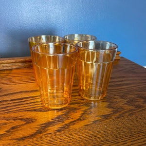 Drinking Glasses Libbey Peach Luster Textured Iridescent 12 Oz Tumblers  5x2.75
