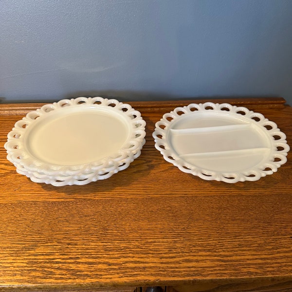 Milk Glass Decorative Serving Trays or Plates with Scalloped Edges - Heart Shaped Edges - 13" Round