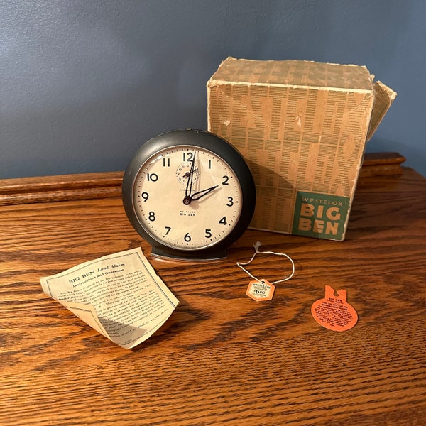 Rare Find Westclox Big Ben Loud Alarm - Metal and Glass Mechanical Clock - Wind up Clock - Black Enamel Back - Works 1123