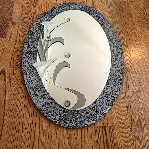 Unique!! Heavyweight 1990s Sculpture Mirror Signed by David Marshall - Made in USA - Cala Lilly Design - Original 0523l Art