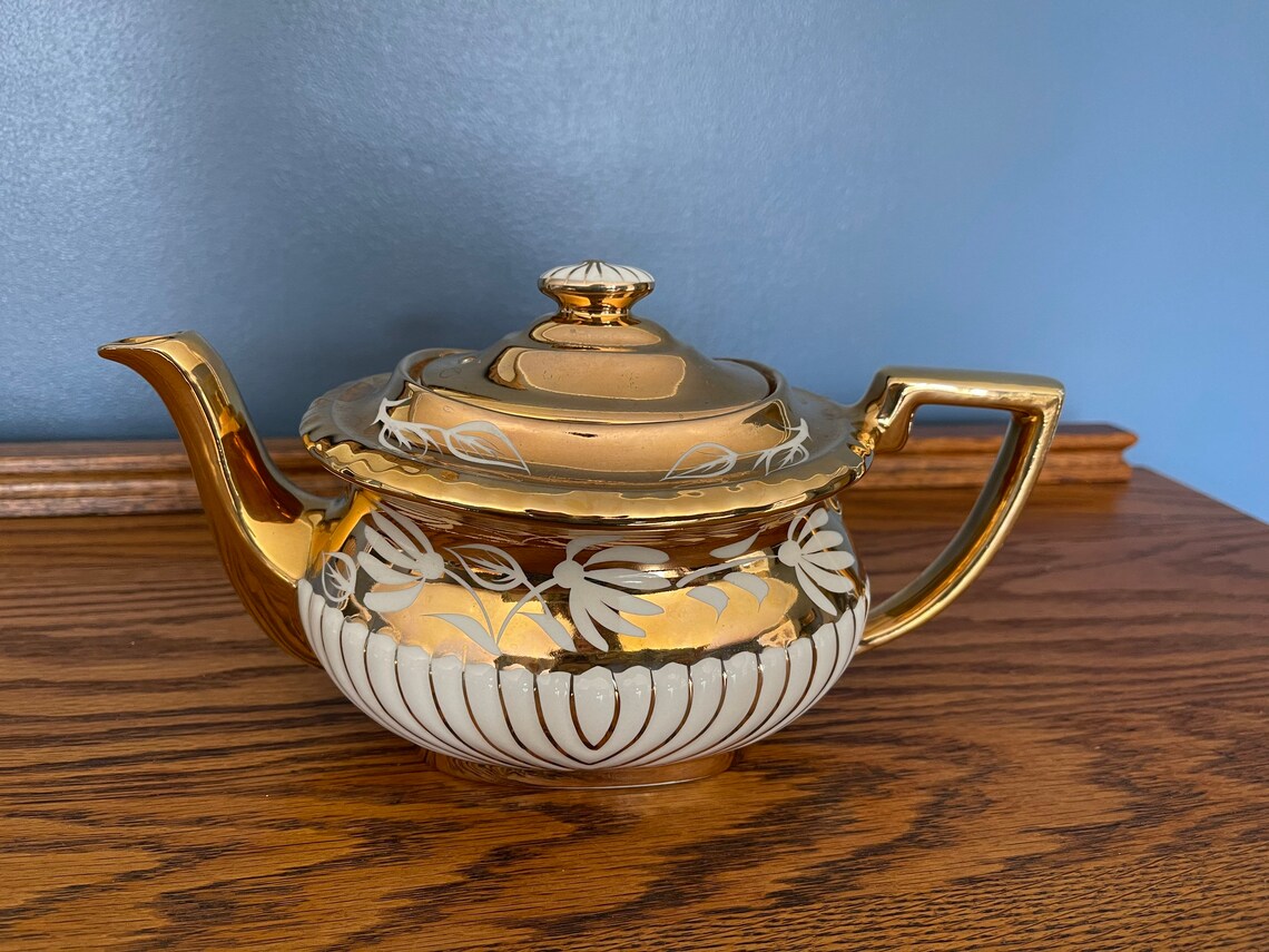 Vtg Gibson England Teapot Gold Teapot Ornate Teapot Etsy