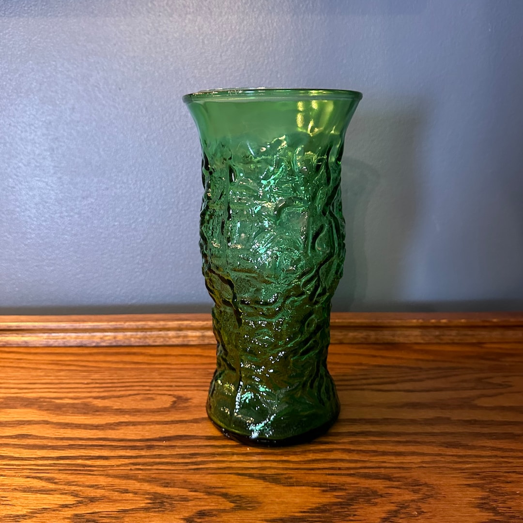 Kelly Green Ripple Vase Vintage Green Vase Flower Vase Mid Century Etsy