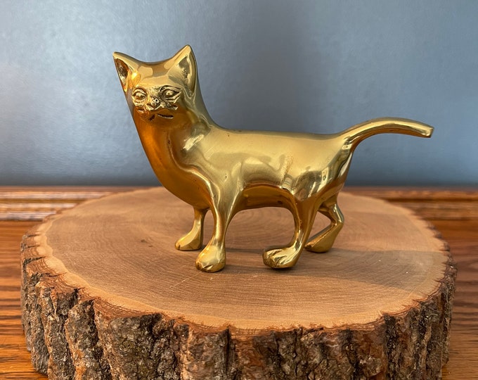 Solid Brass Cat Figurine Small Cat Figurine Etsy