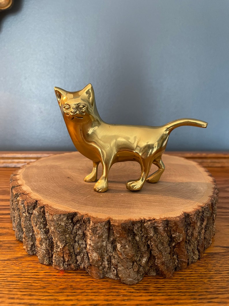 Solid Brass Cat Figurine Small Cat Figurine Etsy