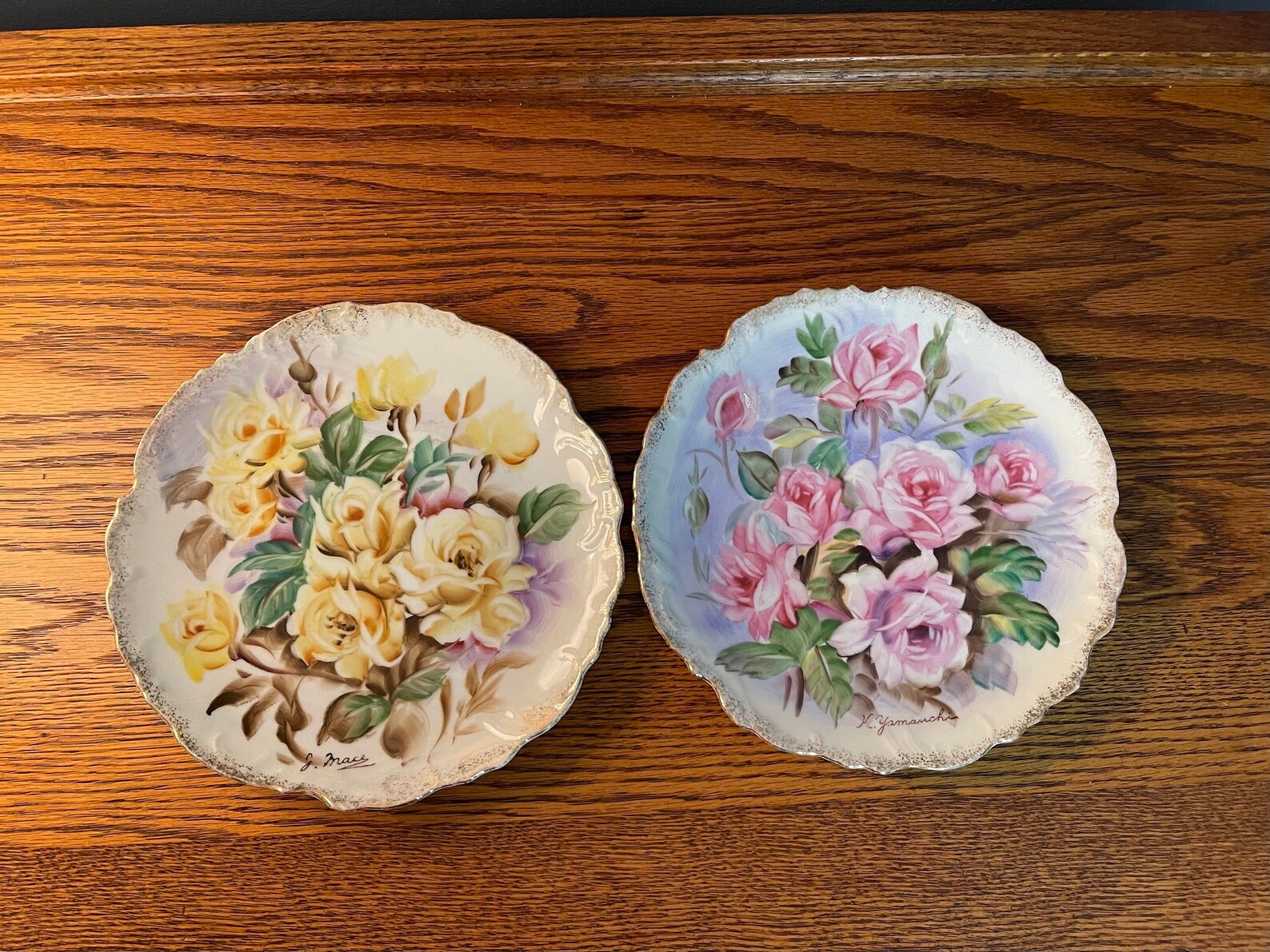 Ucagco Ceramics Japan Set of Two Plates Yellow Floral Plate Etsy